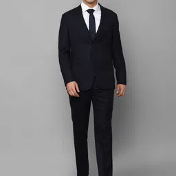 Luxure by Louis Philippe Men Checked Slim-Fit Single-Breasted Woollen Two-Piece Formal Suit-image-56