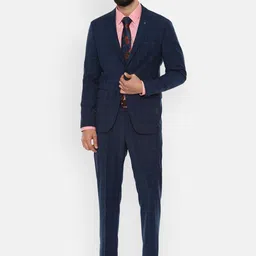 Louis Philippe Men Checked Slim Fit Single-Breasted Formal 2-Piece Suit-image-81