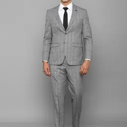 Allen Solly Men Grey Checked Single-Breasted Slim-Fit Two-Piece Formal Suit-image-75