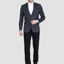 TAHVO Men Grey Solid Single-Breasted Two-Piece Suit-image-27