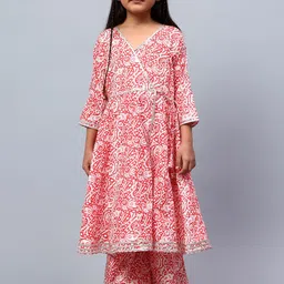 BAESD Girls Floral Printed Angrakha Gotta Patti Pure Cotton Kurta with Palazzos-picture-12