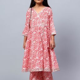 BAESD Girls Paisley Printed Angrakha Pure Cotton Anarkali Kurta with Palazzos-image-13
