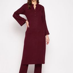 Zigo Women Maroon Embroidered Kurta with Trousers-image-37