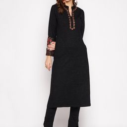 Zigo Women Black Embroidered Kurta with Trousers-picture-44