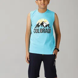 KiddoPanti Boys Printed  Pure Cotton T-shirt with Shorts-image-109