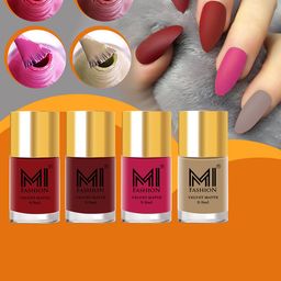 MI FASHION Set of 4 Velvet Matte Long Lasting Nail Polish - 9.9 ml Each-image-90