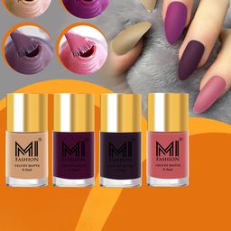 MI FASHION Set of 4 Velvet Matte Long Lasting Nail Polish - 9.9 ml Each-picture-19