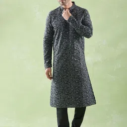 Arihant Rai Sinha Men Ethnic Motifs Embroidered Regular Thread Work Kurta with Churidar-image-25