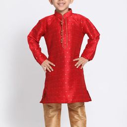 VASTRAMAY Boys Ethnic Motifs Woven Design Kurta with Pyjamas-picture-36