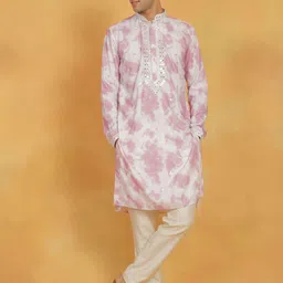 VASTRAMAY Abstract Printed Mirror Work Straight Kurta With Pyjamas-picture-3