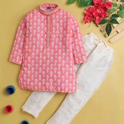 Jeetethnics Boys Floral Printed Regular Kurta with Pyjamas-3