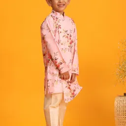 VASTRAMAY Boys Floral Printed Mandarin Collar Kurta With Pyjamas-20