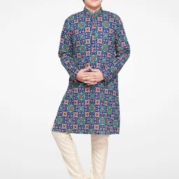 BAESD Boys Ethnic Motifs Printed Mandarin Collar Kurta With Pyjamas-37