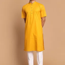 VASTRAMAY Mandarin Collar Straight Kurta with Pyjamas-picture-12