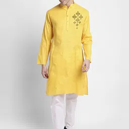 DEVOILER Ethnic Motifs Printed Band Collar Straight Kurta With Pyjama-picture-17