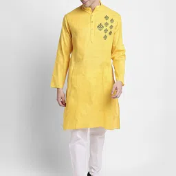 DEVOILER Ethnic Motifs Printed Band Collar Straight Kurta With Pyjama-picture-52
