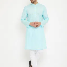 VASTRAMAY Men Mandarin Collar Straight Kurta With Churidar-57