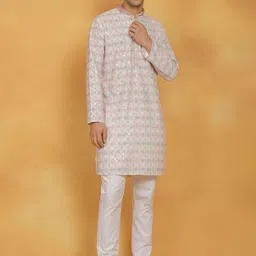 VASTRAMAY Ethnic Motifs Embroidered Regular Sequinned Kurta with Pyjama-23