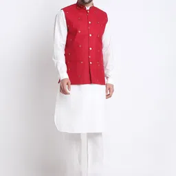 KRAFT INDIA Mandarin Collar Pathani Kurta with Pyjamas & Nehru Jacket-picture-52