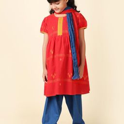 Fabindia Girls Round Neck Kurta with Salwar & Dupatta-image-37