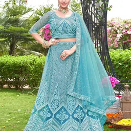 Kvsfab Ethnic Motifs Embroidered Sequinned Semi-Stitched Lehenga & Blouse With Dupatta-picture-53