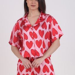 Masha Red Printed Satin Night Suit-image-63