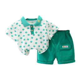 StyleCast x Revolte Boys Green & White Printed Top with Shorts-image-13