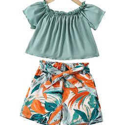 StyleCast x Revolte Girls Green & White Round Neck Top with Shorts-picture-21