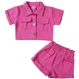 StyleCast Girls Pink Shirt Collar Jacket with Shorts-image-73