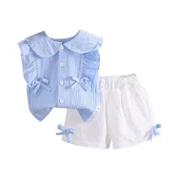 StyleCast Girls Blue Shirt Style Top with Shorts-image-30