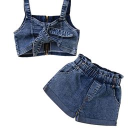 StyleCast Girls Blue Shoulder Straps Top with Shorts-image-48