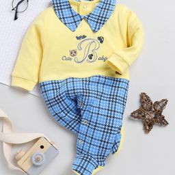 Moms Love Infant Boys Checked Cotton Sleepsuit-image-16