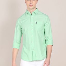 U.S. Polo Assn. Men Green Cotton Two Tone Shirt-image-29