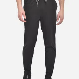 Greenfibre Men Black Solid Pure Cotton Regular Fit Knitted Track Pants-image-79