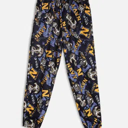 Fashionable Boys Navy-Blue & Yellow Printed Track Pant-image-85