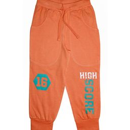 KiddoPanti Unisex Kids Orange & White Printed Straight-Fit Joggers-image-25