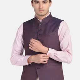 Blackberrys Men Solid Woven Slim-Fit Nehru Jacket-image-58