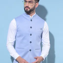 Crimsoune Club Mandarin Collar Woven Nehru Jacket-39