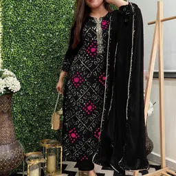 GoSriKi Floral Printed Straight Kurta With Trouser & Dupatta-picture-15