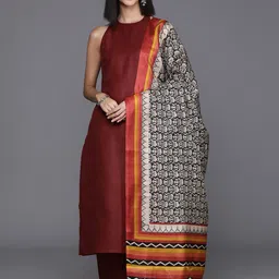 KALINI Regular Pure Cotton Kurta With Trousers & Dupatta-image-38