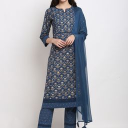 Roly Poly Floral Printed Pure Cotton Kurta & Trousers With Dupatta-image-6