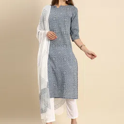 Roly Poly Bandhani Printed Beads & Stones Pure Cotton Kurta With Trousers & Dupatta-image-4
