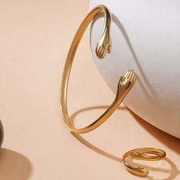 JEWILLEY 18k Gold-Plated Stainless Steel Kada Bracelet-image-36