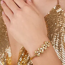 Zaveri Pearls Women Cubic Zirconia Gold-Plated Kada Bracelet-image-61