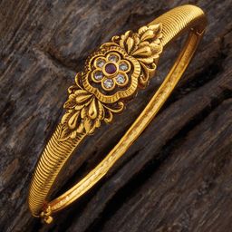 Kushal's Fashion Jewellery Antique Gold-Plated Kada Bracelet-image-53