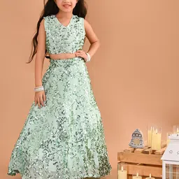 LilPicks Girls Embellished Sequinned Ready to Wear Lehenga Set-picture-20