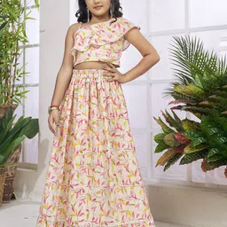 LOOKS AND LIKES Girls Printed Foil Print Ready to Wear Lehenga &-picture-34