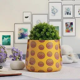 Homspurts Long Dish Yellow & Red Printed Powder Coated Metal Planter-1