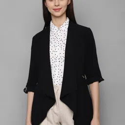 Allen Solly Woman Women Black Longline Open Front Jacket-picture-25