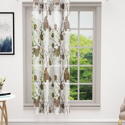 Bedspun Cosmo Brown & White Floral Sheer Window Curtain-image-23